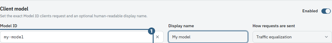 Set the client-facing Model ID in the model editor.